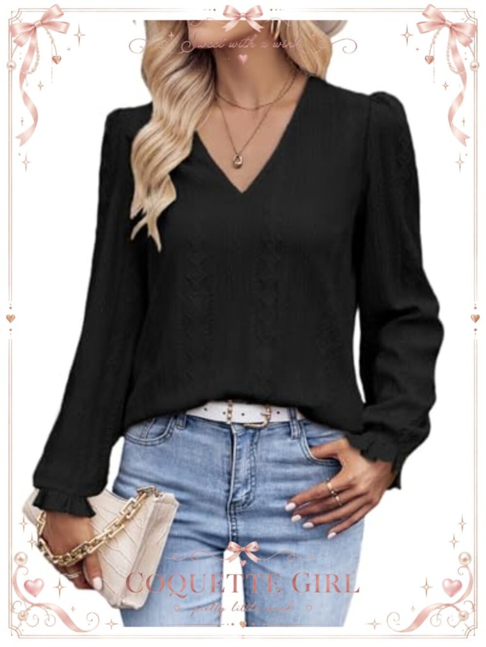 Women's Long Sleeve V-Neck Tunic Blouse Loose Casual Pullover